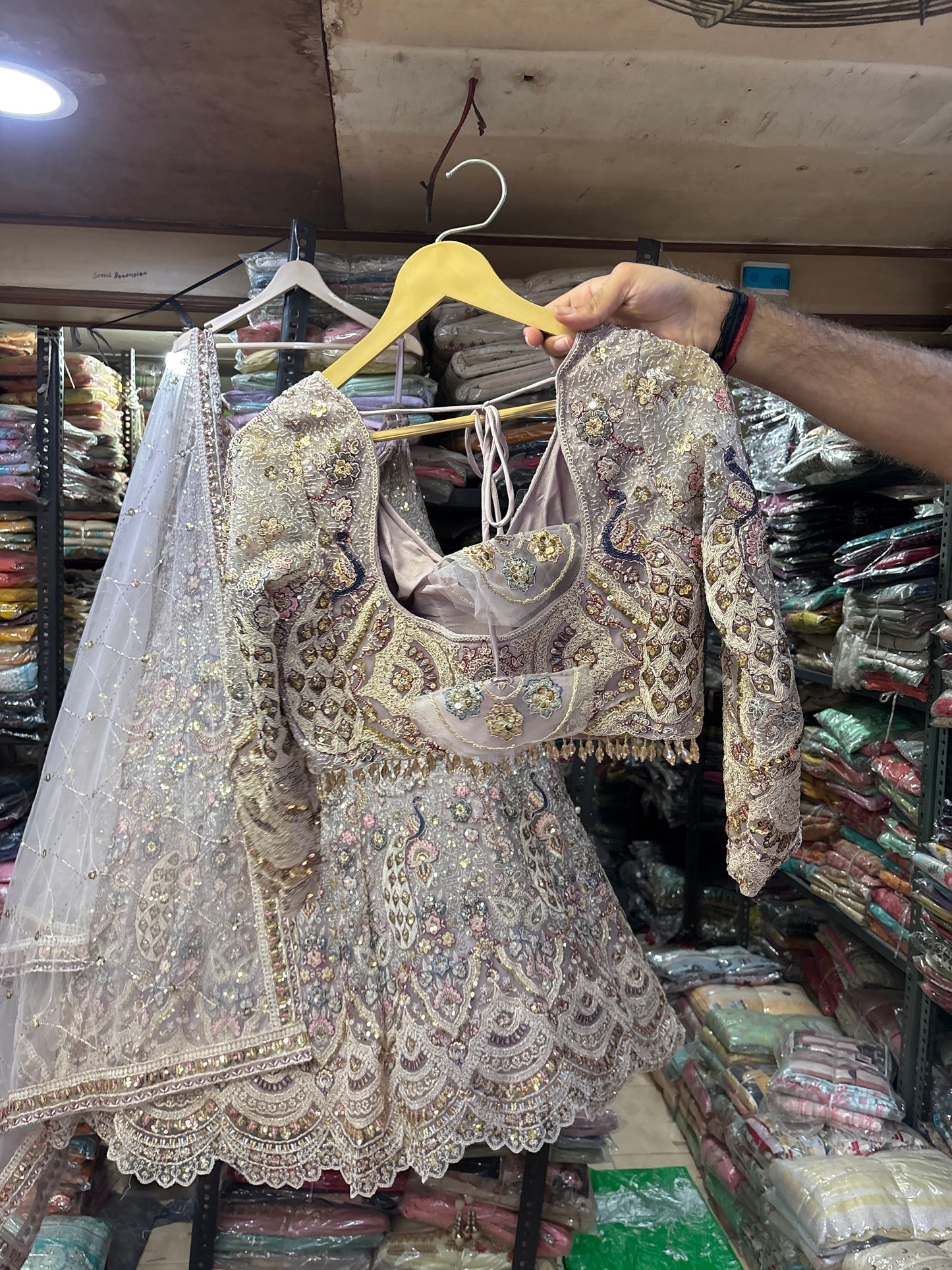 Lavishing Lavender pink peacock Crop Top Lehenga