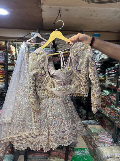 Lavishing Lavender pink peacock Crop Top Lehenga