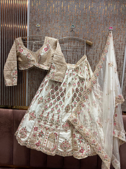 White Crop Top Lehenga
