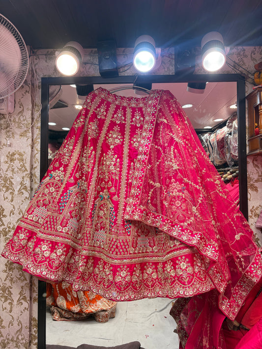 Rani pink peacock Bridal Lehenga