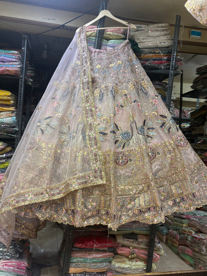 Lavishing pink peacock Crop Top Lehenga