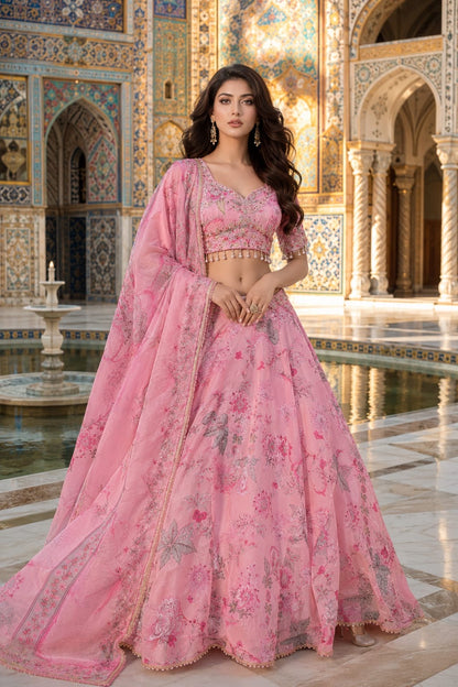 Sky Blue Crop Top Lehenga