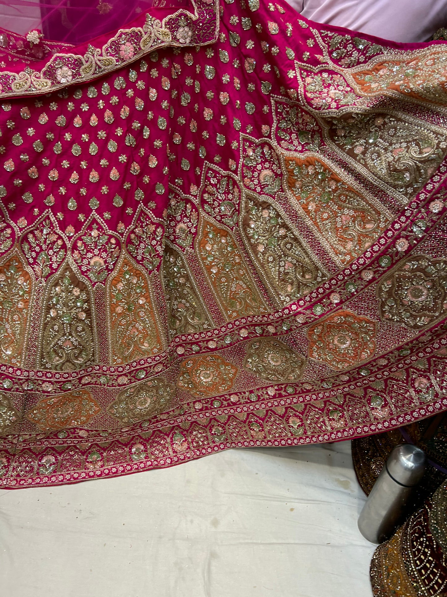 Dark pink handwork bridal Lehenga