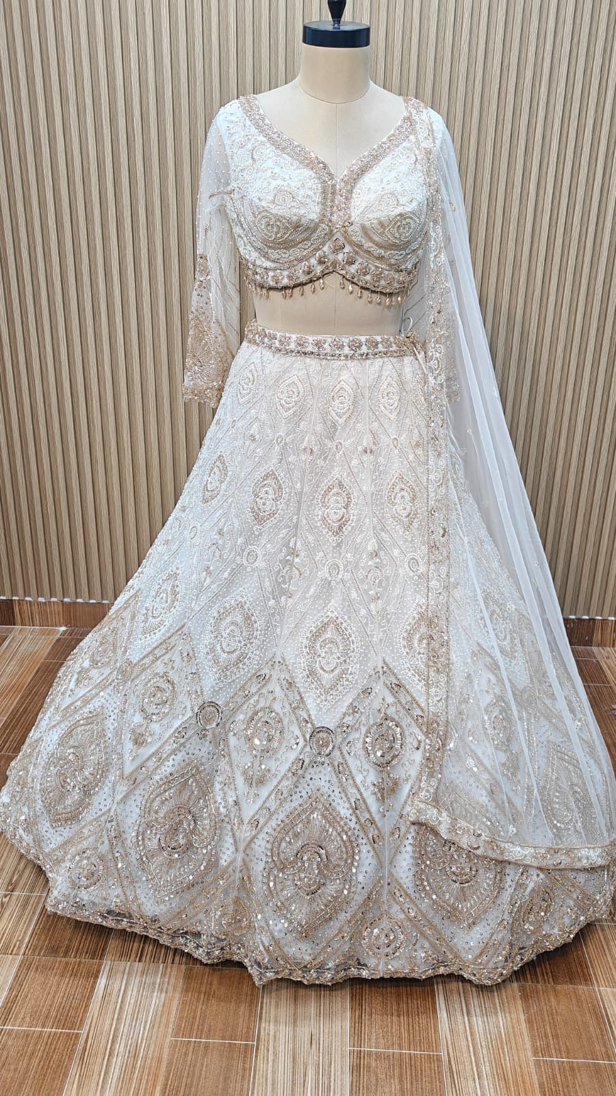 White blue crop top lehenga