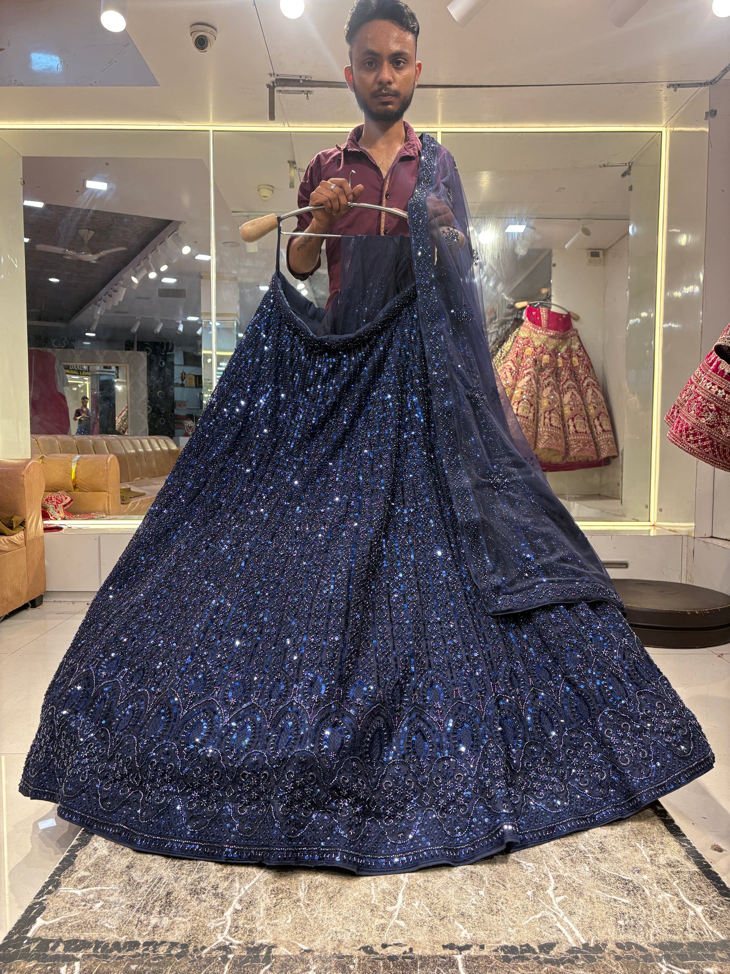 Gorgeous navy blue on blue monotone Lehenga