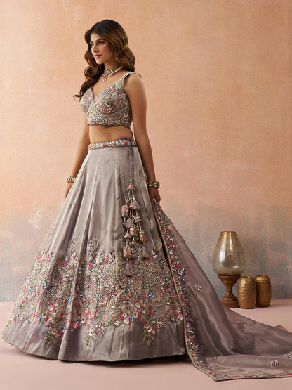 Lavender- Tissue Sequinned with Zarkan Embroidered Lehenga 6298