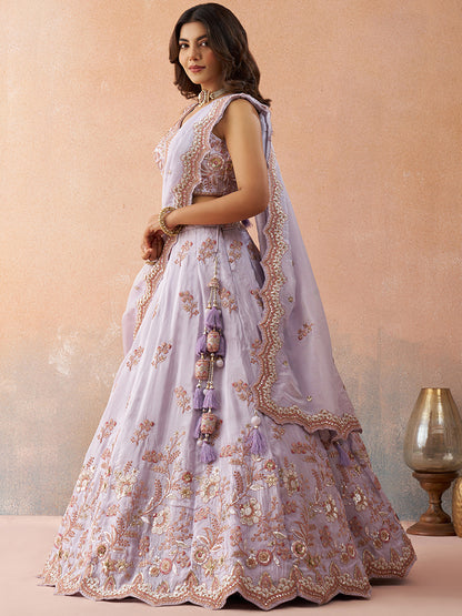 Lavender- Tissue Sequins Embroidered Lehenga 6109