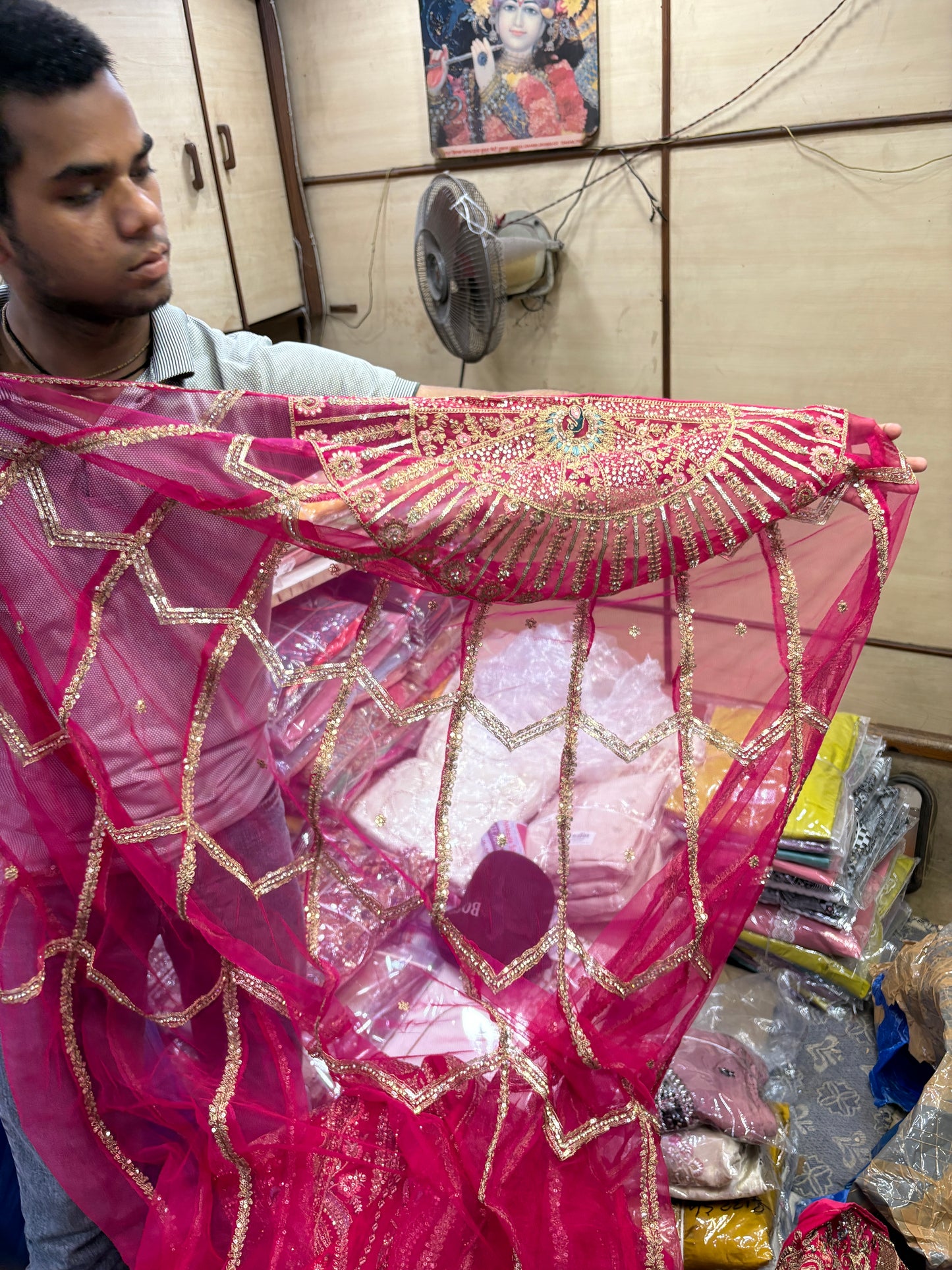 Tremendous Rani pink peacock Jaal Duptta Bridal Lehenga