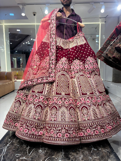 Majestic maroon ball bridal Lehenga