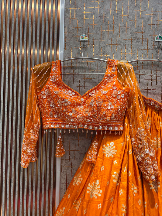 Mustard Crop Top Lehenga