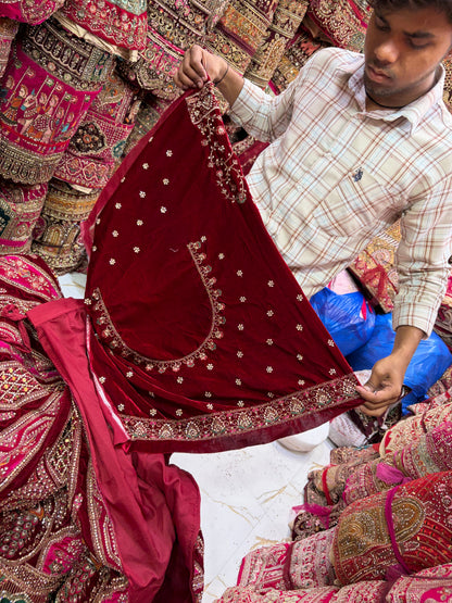 Maroon Peacock Bridal Lehenga
