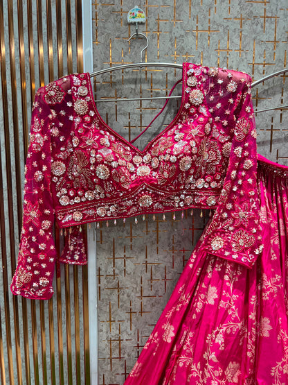 Hot Pink Crop Top Lehenga