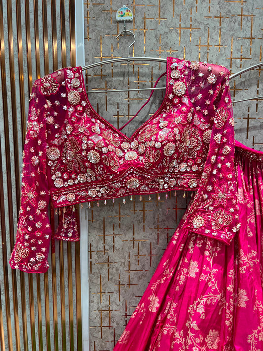 Hot Pink Crop Top Lehenga