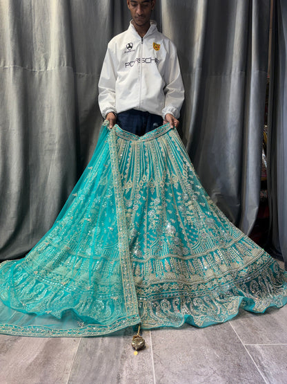 Tremendous Blue Crop Top Lehenga