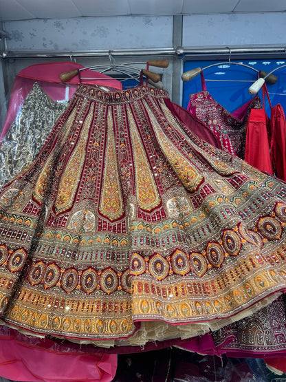 Wow maroon golden bridal lehenga