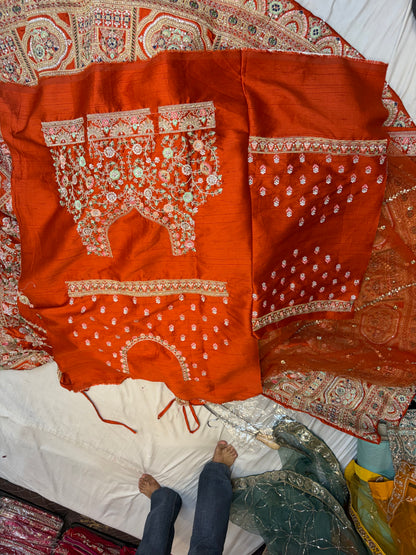 Rust Orange Designer Lehenga