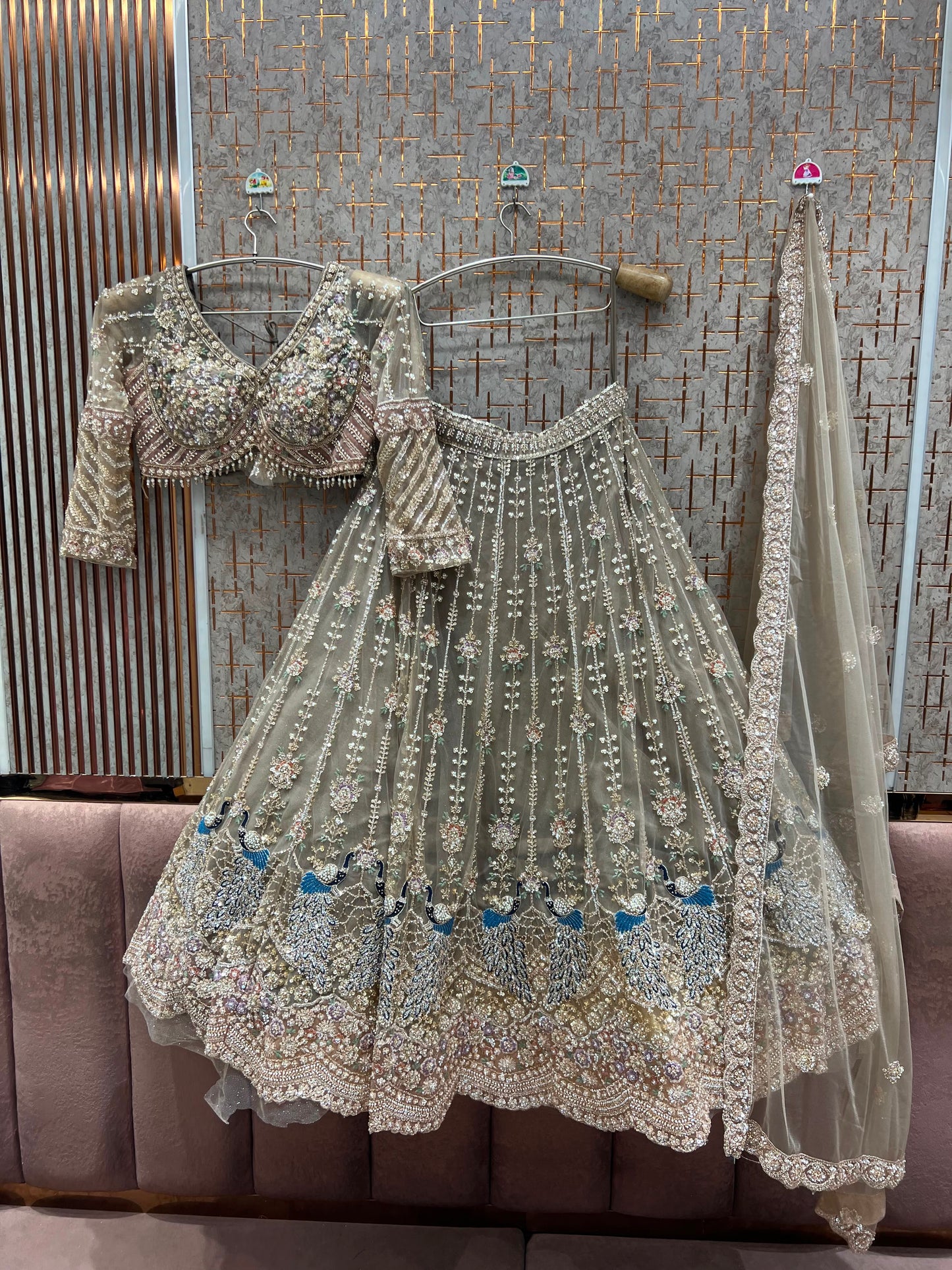 Silver Grey Crop Top Lehenga