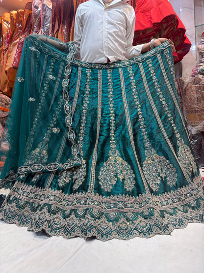 Beautiful blue teal green peacock Lehenga