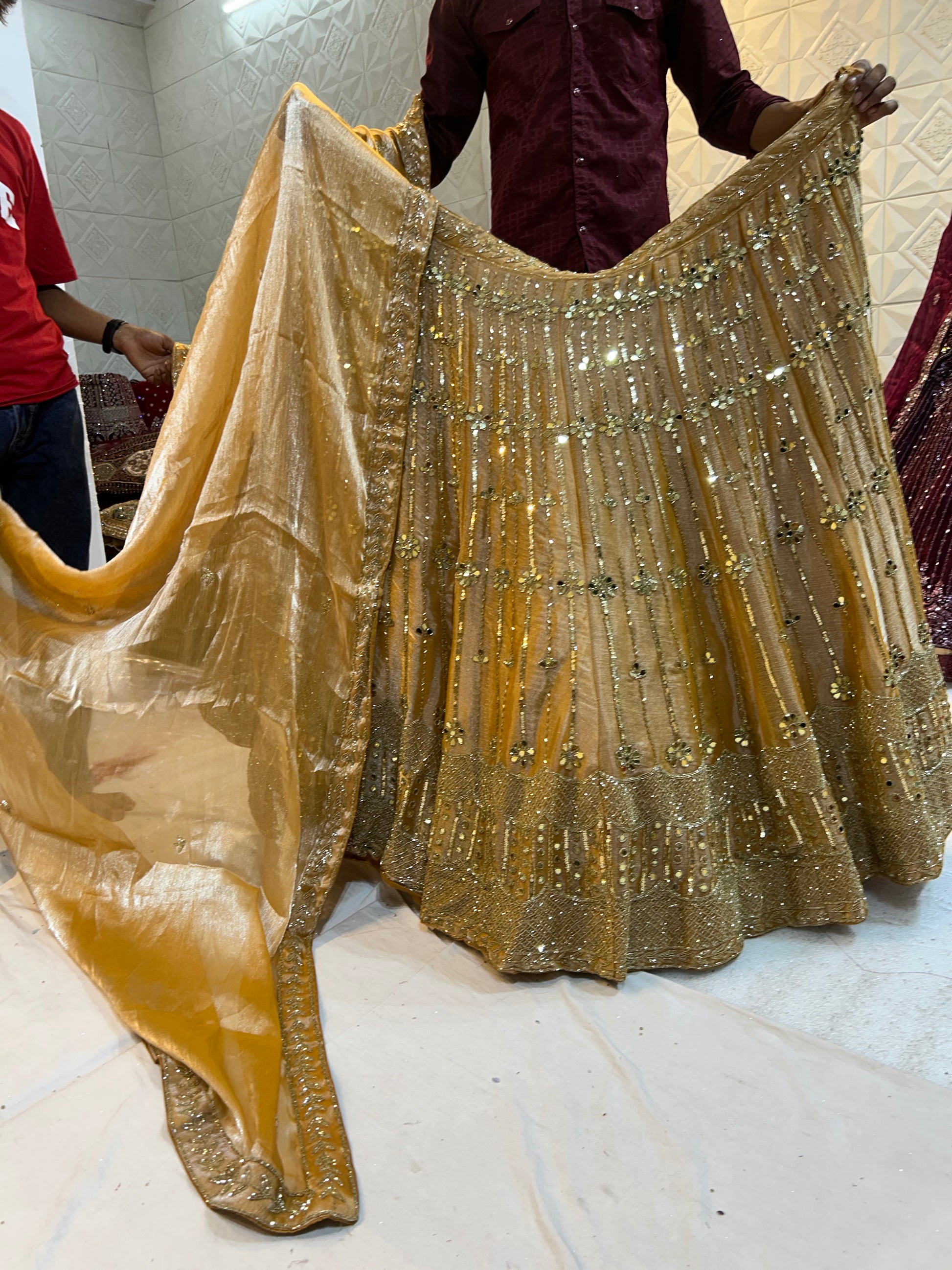 Tremendous golden mirror Lehenga - Shopping World