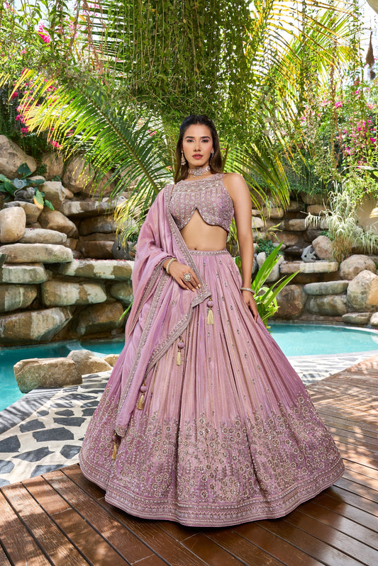 Pink Designer Crop Top Lehenga