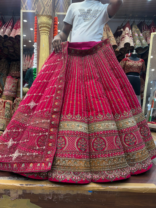 Glamorous Rani pink Ball bridal Lehenga