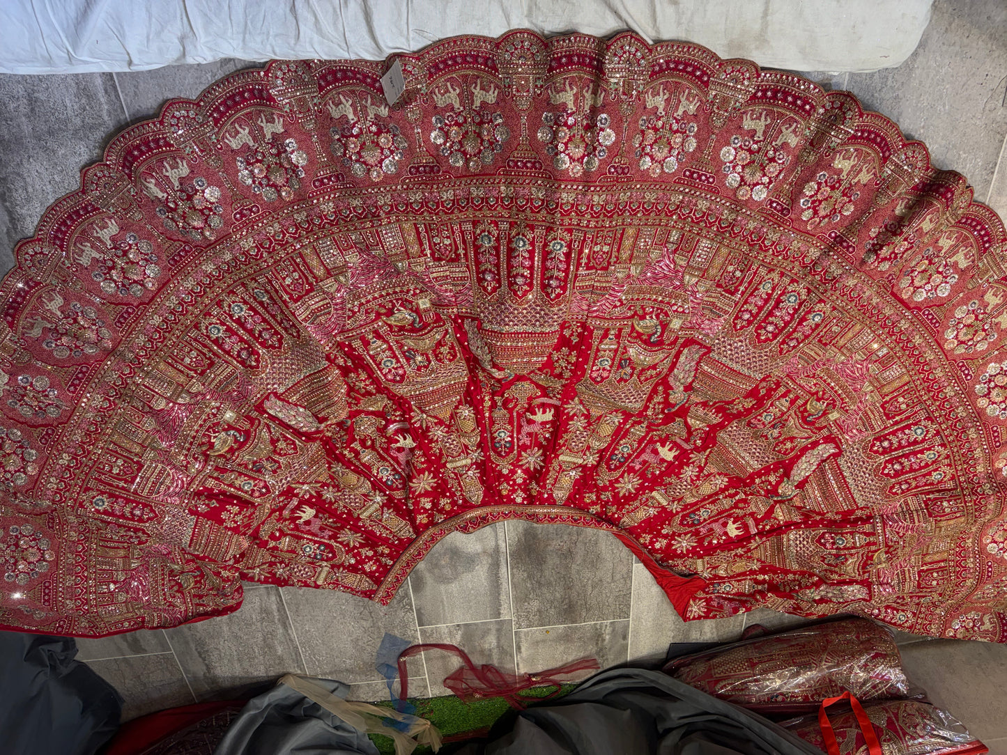 Elegant Red peacock Bridal Lehenga