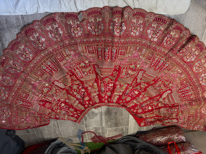 Elegant Red peacock Bridal Lehenga