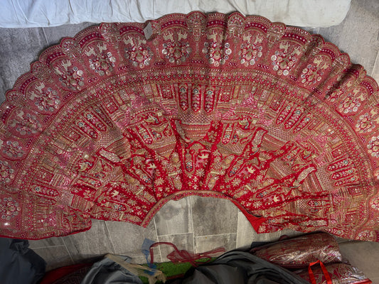 Elegant Red peacock Bridal Lehenga