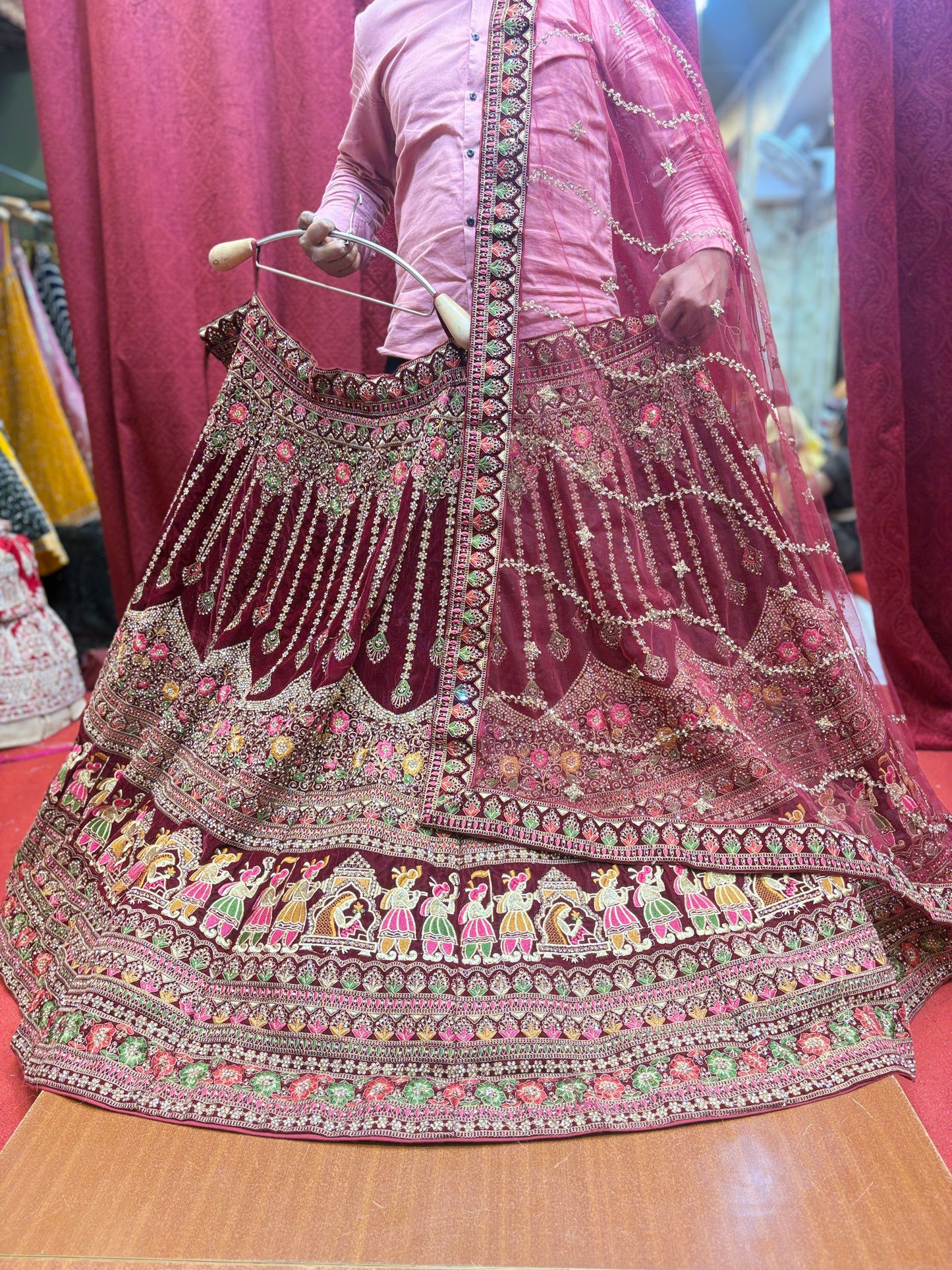 Pretty maroon doli barat bridal Lehenga