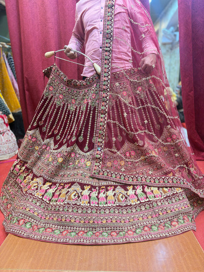 Pretty maroon doli barat bridal Lehenga