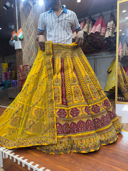 Beautiful Yellow Haldi Mehendi Ball Bridal Lehenga