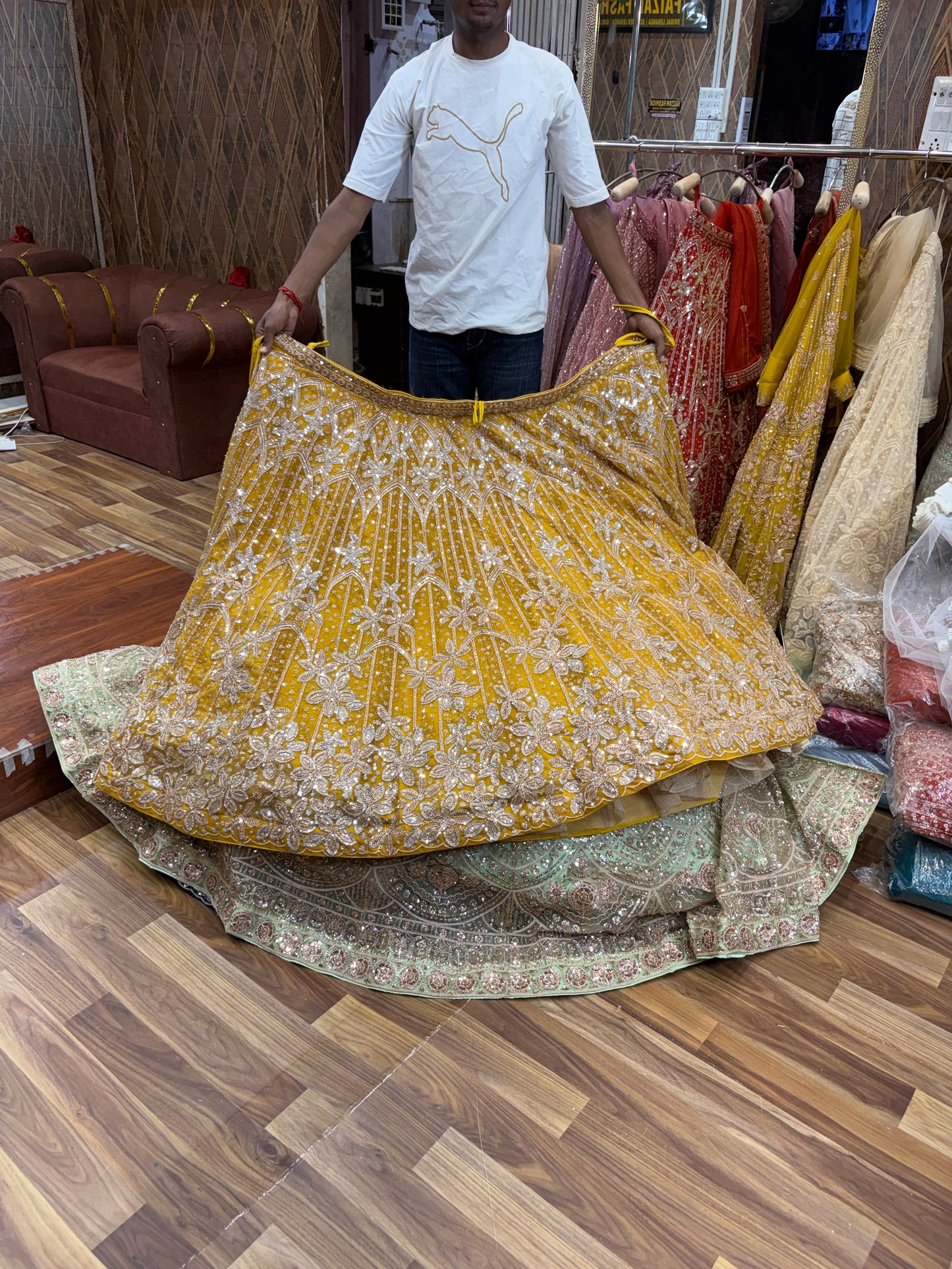 Yellow Haldi Mehendi Crop Top Lehenga (Copy)