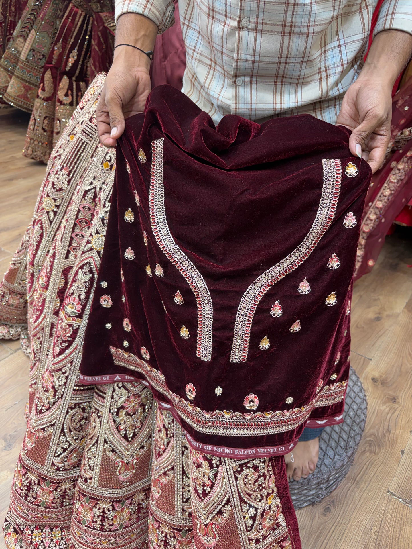 Dark Maroon Ball Bridal Lehenga