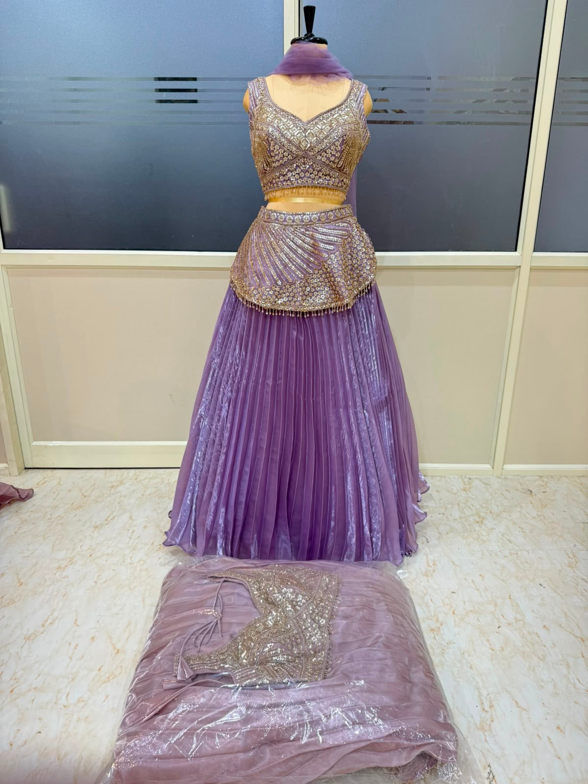Purple Crop top Lehenga