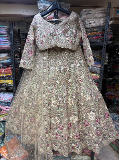 Glamorous peach Crop top Lehenga