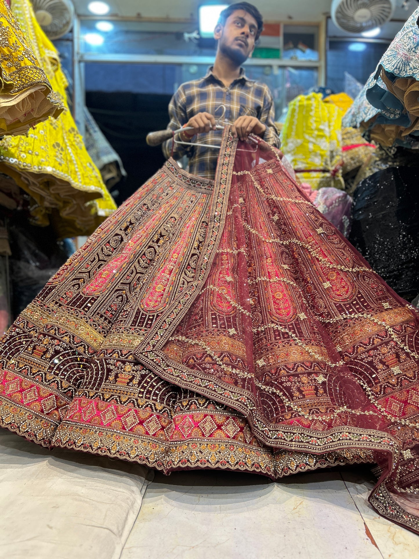 Elegant maroon ball bridal lehenga❤️