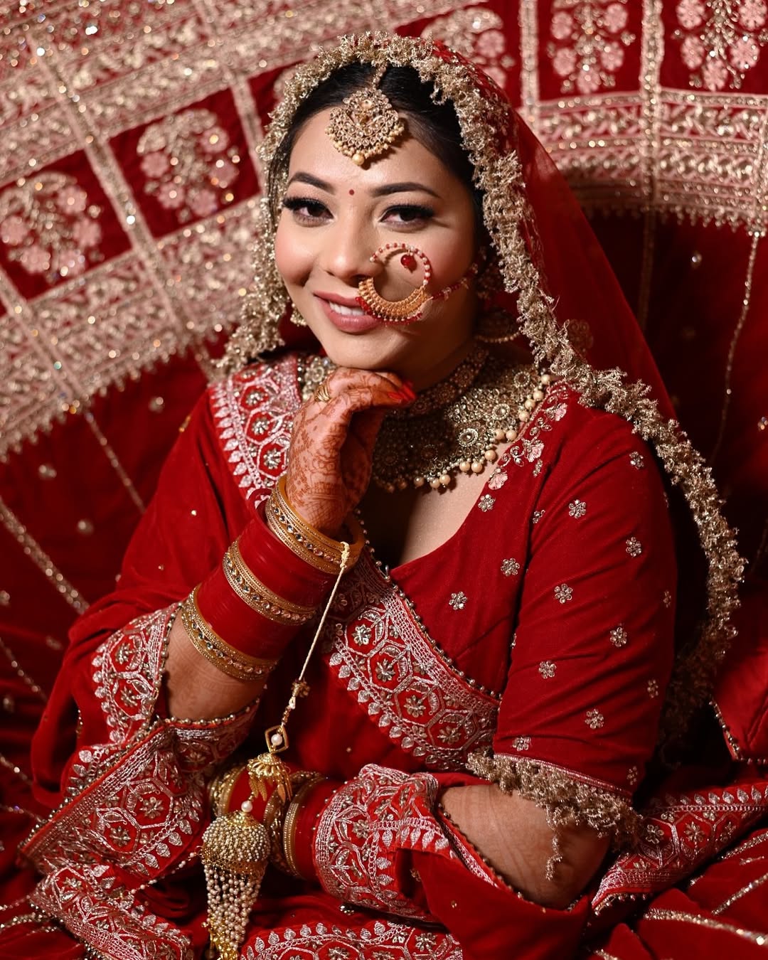 Majestic Red bridal lehenga Happy Customer