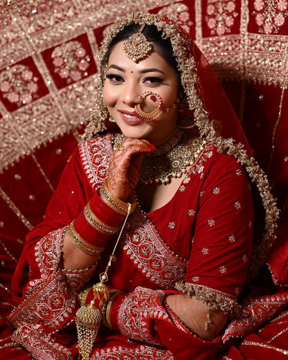 Majestic Red bridal lehenga Happy Customer