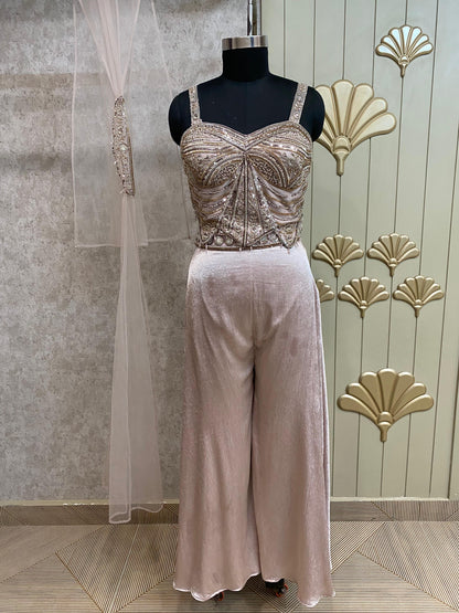 Golden Long Sharara Suit Dress Material