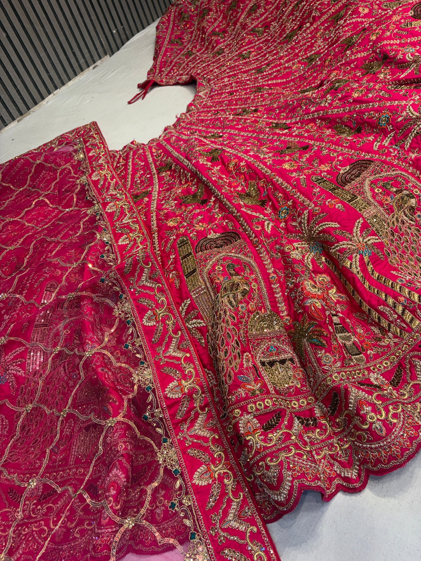 Khoobsurat rani pink peacock handwork bridal Lehenga