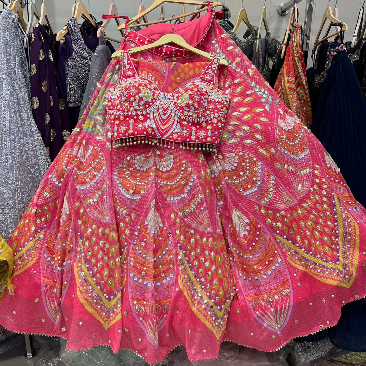 Rust orange PDP Crop Top Lehenga