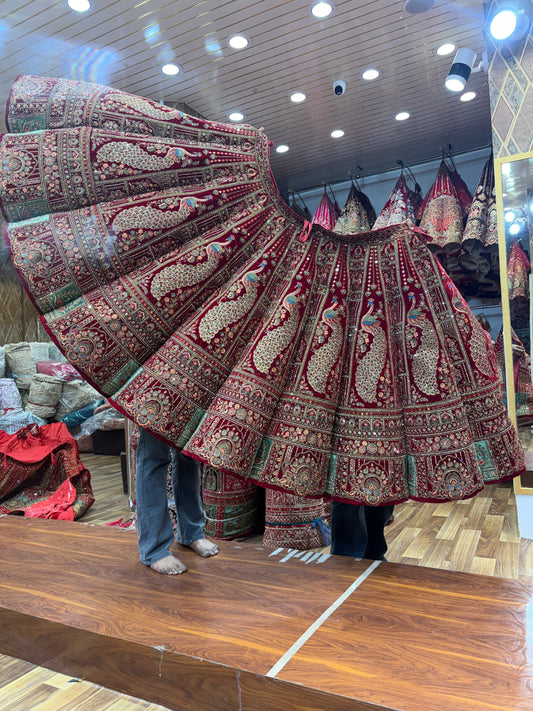 Maroon Peacock Ball Bridal Lehenga
