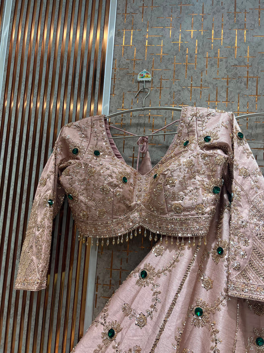 Pink Crop Top Lehenga
