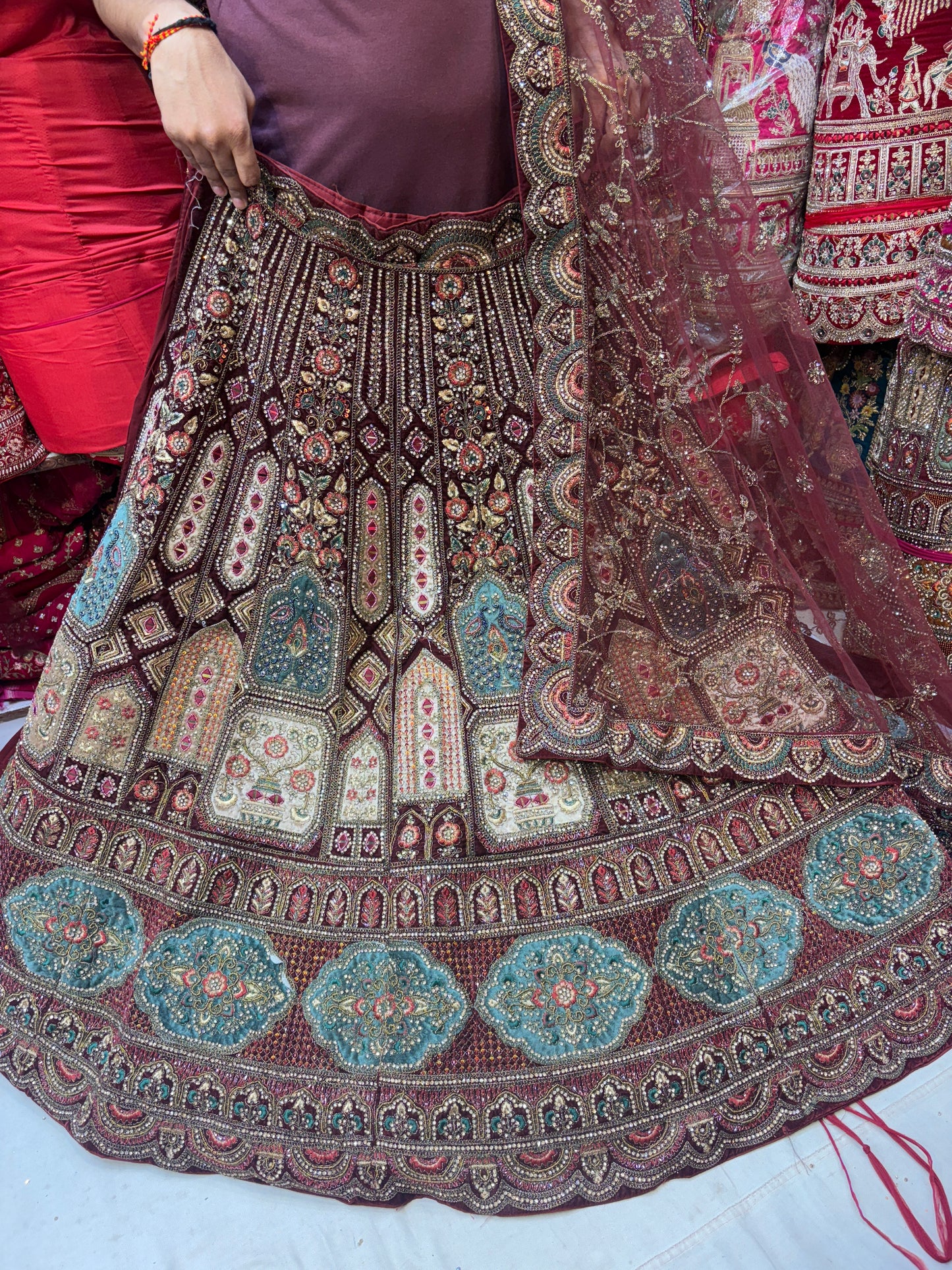 Royal maroon bridal Lehenga happy customer