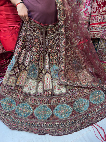 Royal maroon bridal Lehenga happy customer