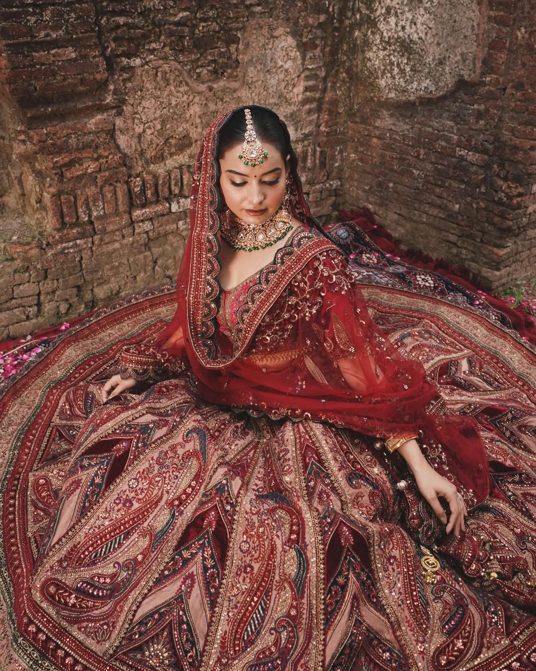 Royal maroon bridal lehenga Happy Customer