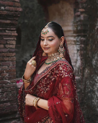 Royal maroon bridal lehenga Happy Customer