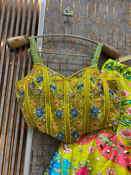 Lime Green Pdp Crop Top Lehenga