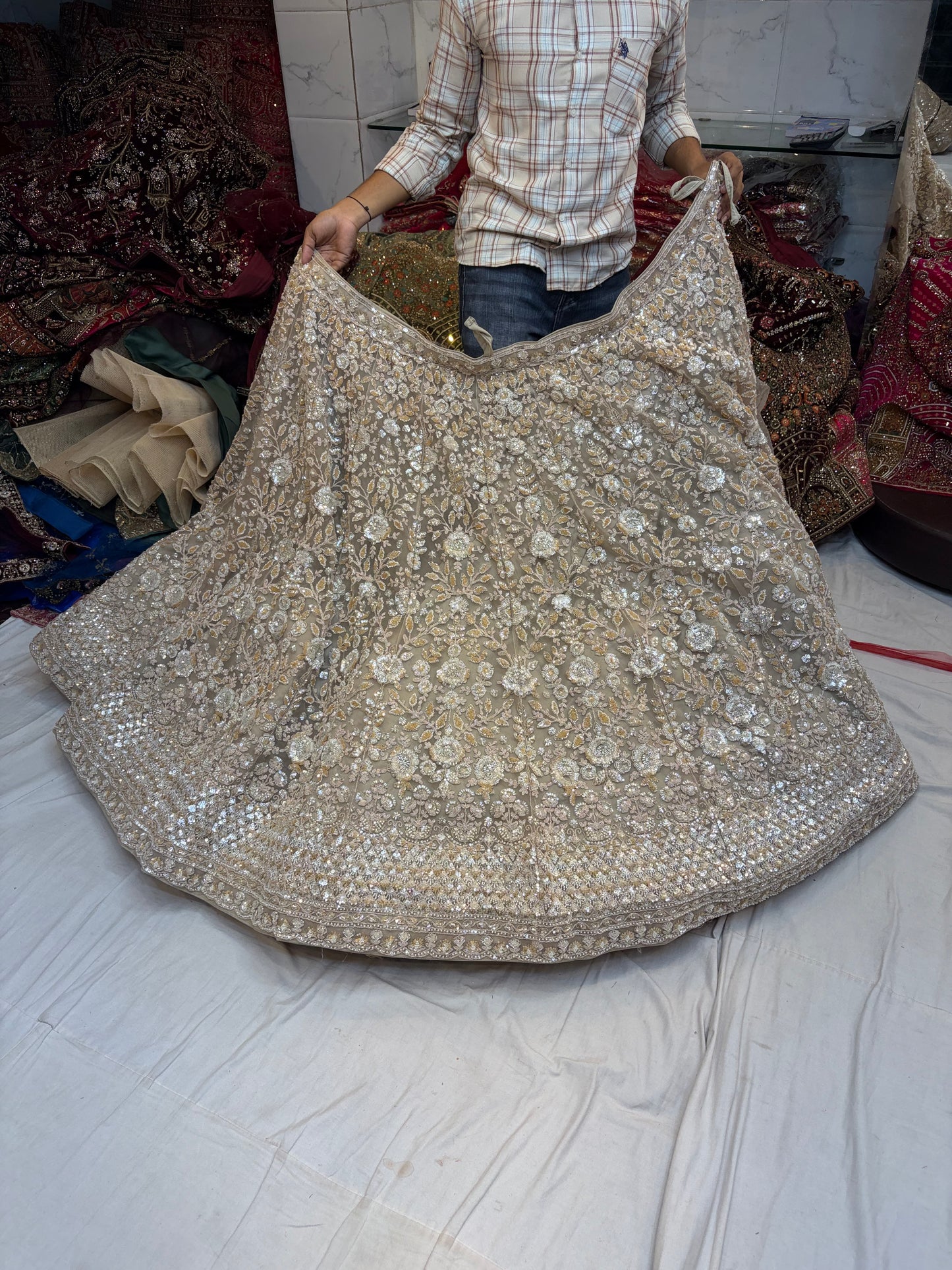 Beige Golden designer Lehenga