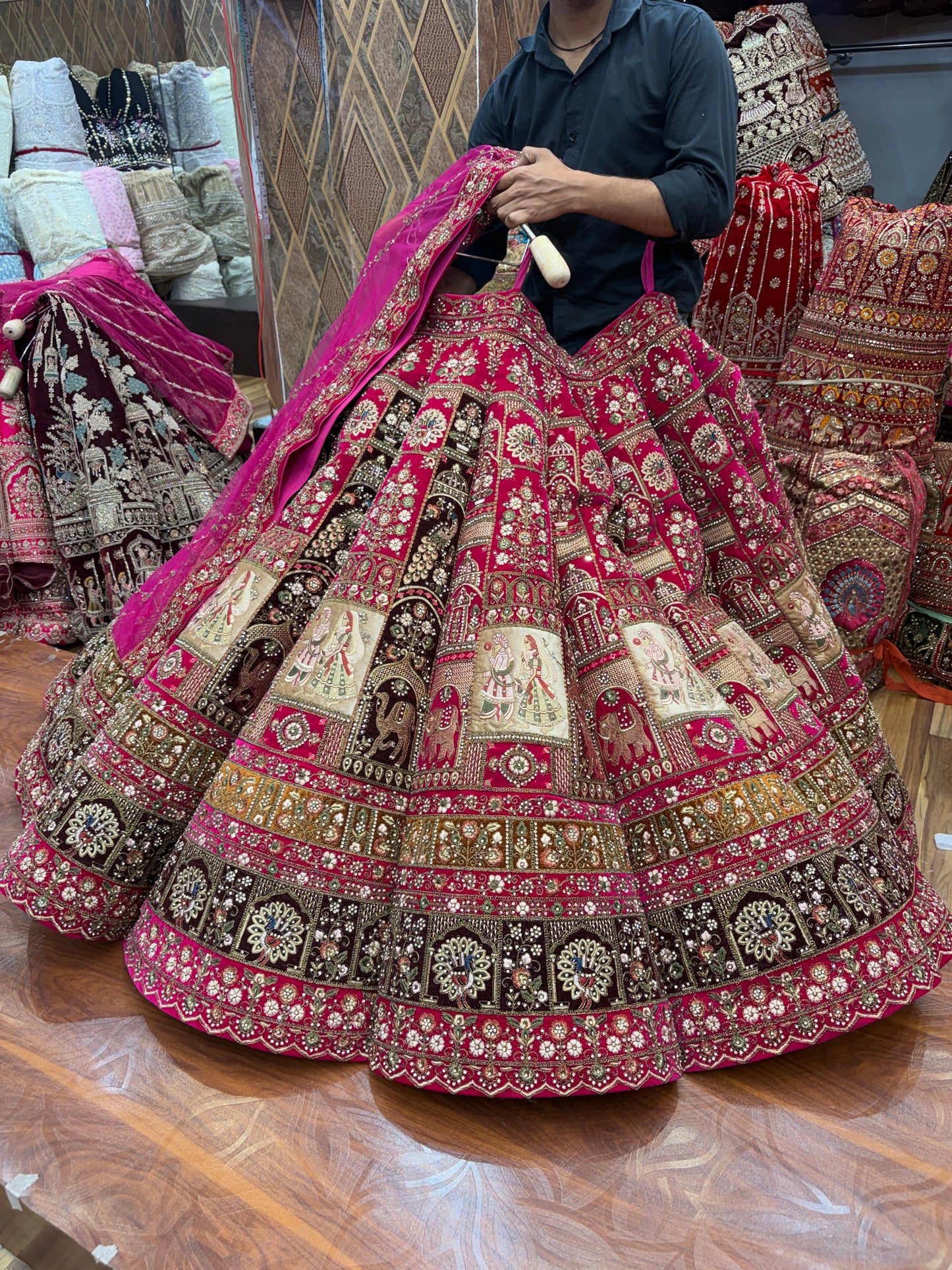 Rani pink Ball Bridal Lehenga